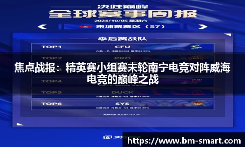焦点战报：精英赛小组赛末轮南宁电竞对阵威海电竞的巅峰之战